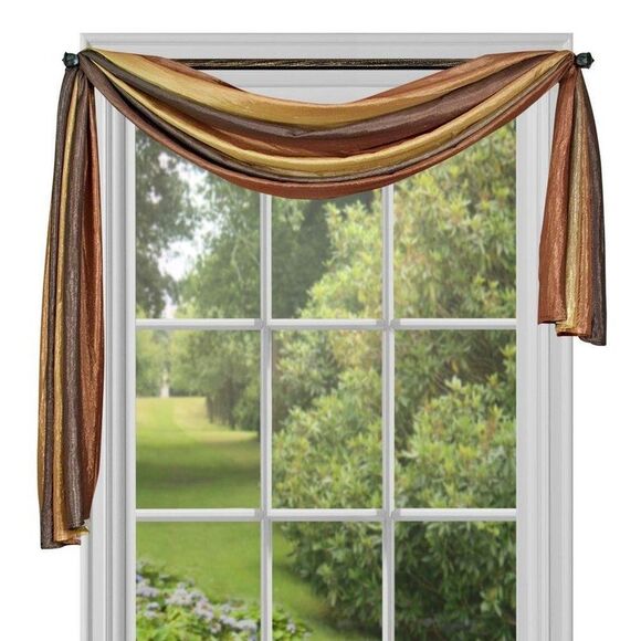 Ombre Autumn Striped Modern Window Curtain Panel: 50" x 144", Scarf - Picture 1 of 2